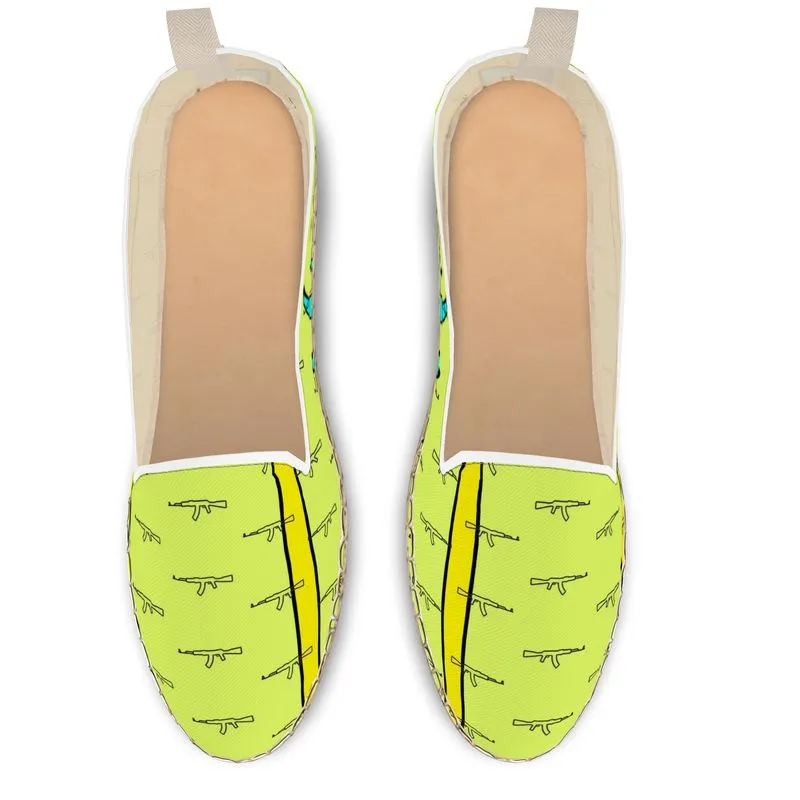 #428 cnl men’s loafer espadrilles lime/gun print