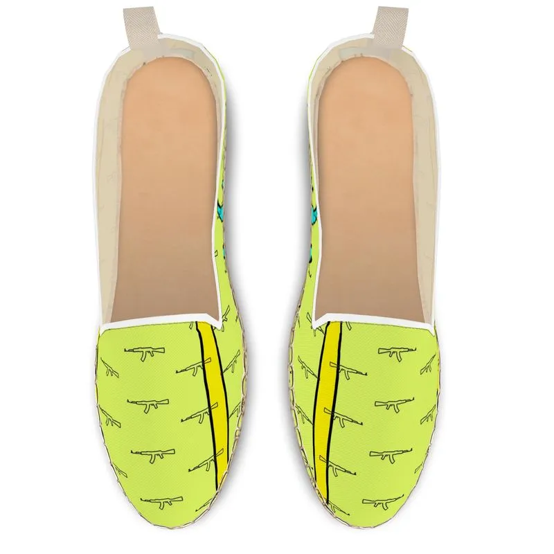 #428 cnl men’s loafer espadrilles lime/gun print