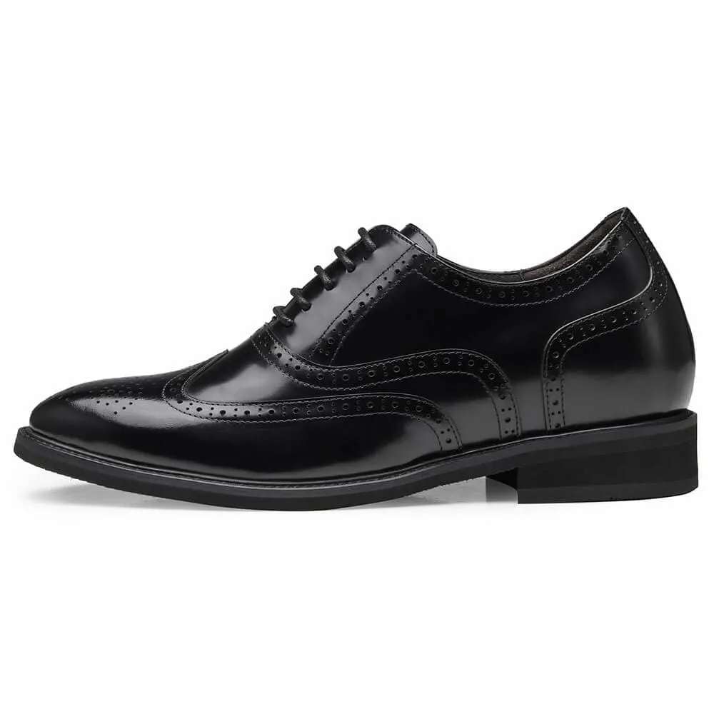 8CM/3.15 Inches - CMR CHAMARIPA Men's Elevator Shoes Men's High Heel Dress Shoes Black Leather Oxford Brogues