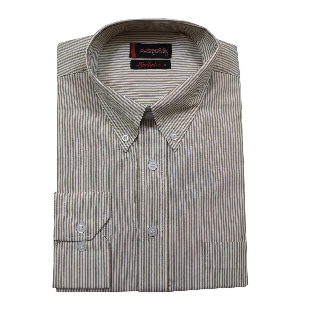 Aero LS Light Brown PinStripe Shirt