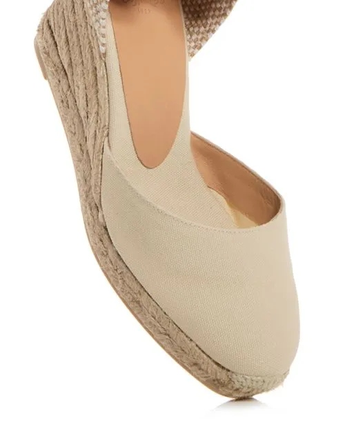 Albert Castañer Women's Carina Wedge Espadrille with Tie Ankle in Ivory/Cream