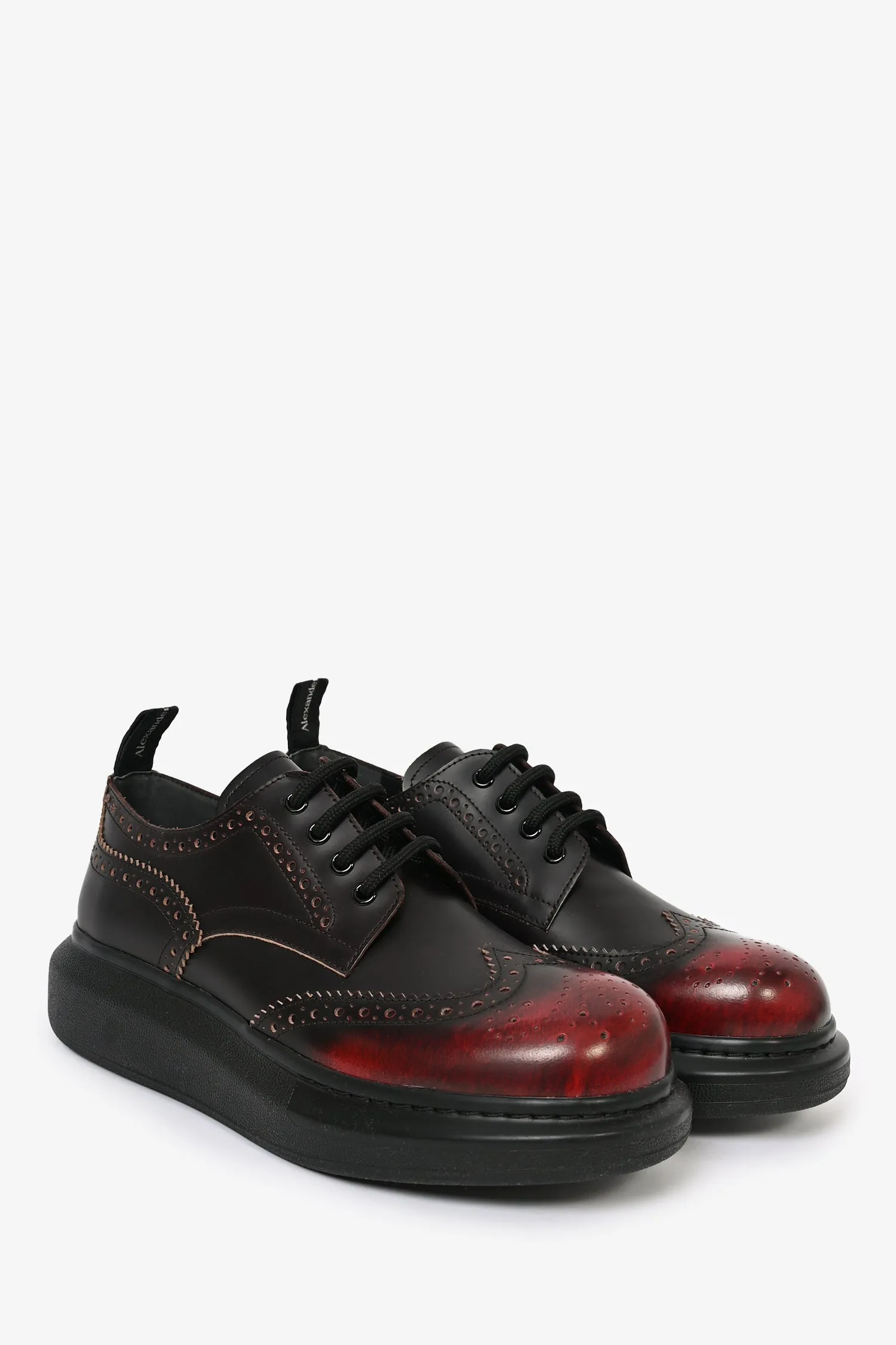 Alexander McQueen Burgundy Leather Summer Calf' Oxfords Size 40