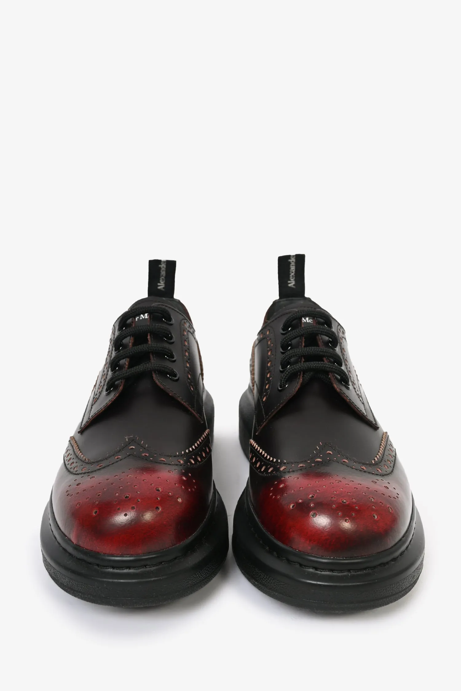 Alexander McQueen Burgundy Leather Summer Calf' Oxfords Size 40