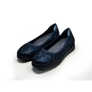 Barani Textured Leather Pumps Ballet Flats 8938-220 Navy