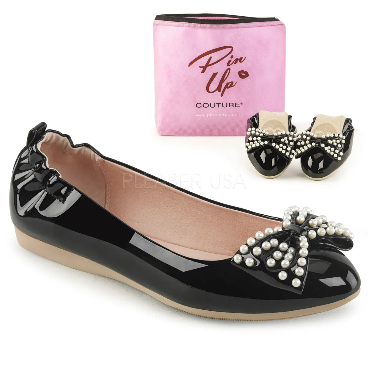 Black Ballet Pin Up Flats