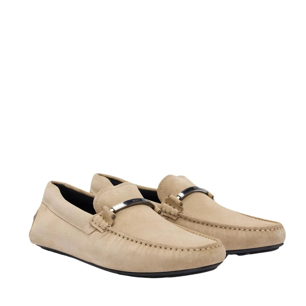 BOSS Hardware Logo Beige Noel Suede Moccasins