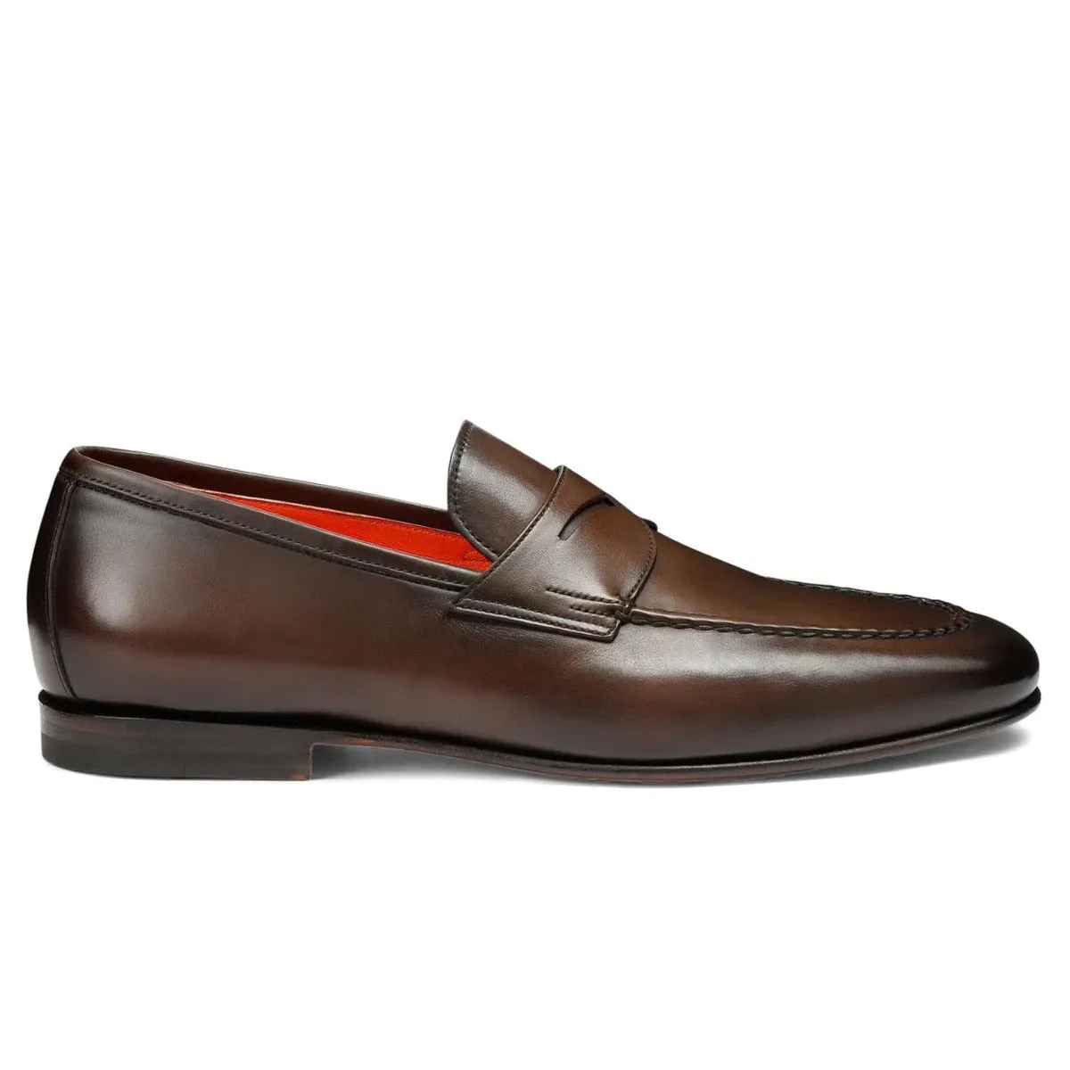 Brown Polished Leather Penny Loafer