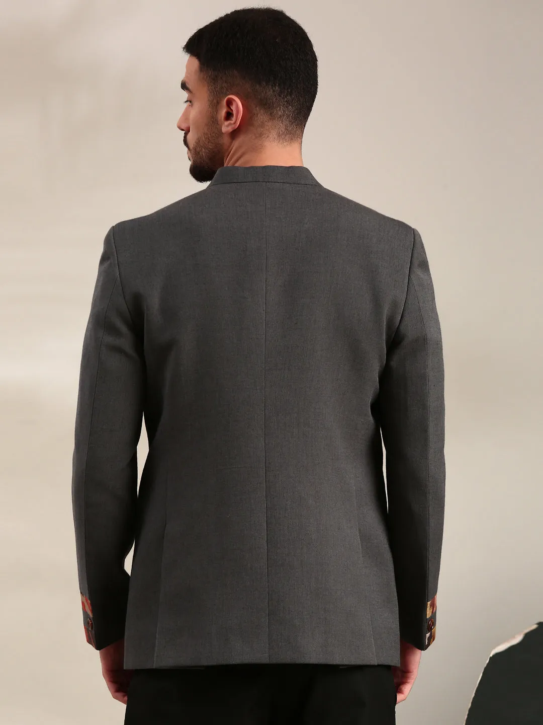 Charcoal Grey Cotton Blazer - MMJ0161