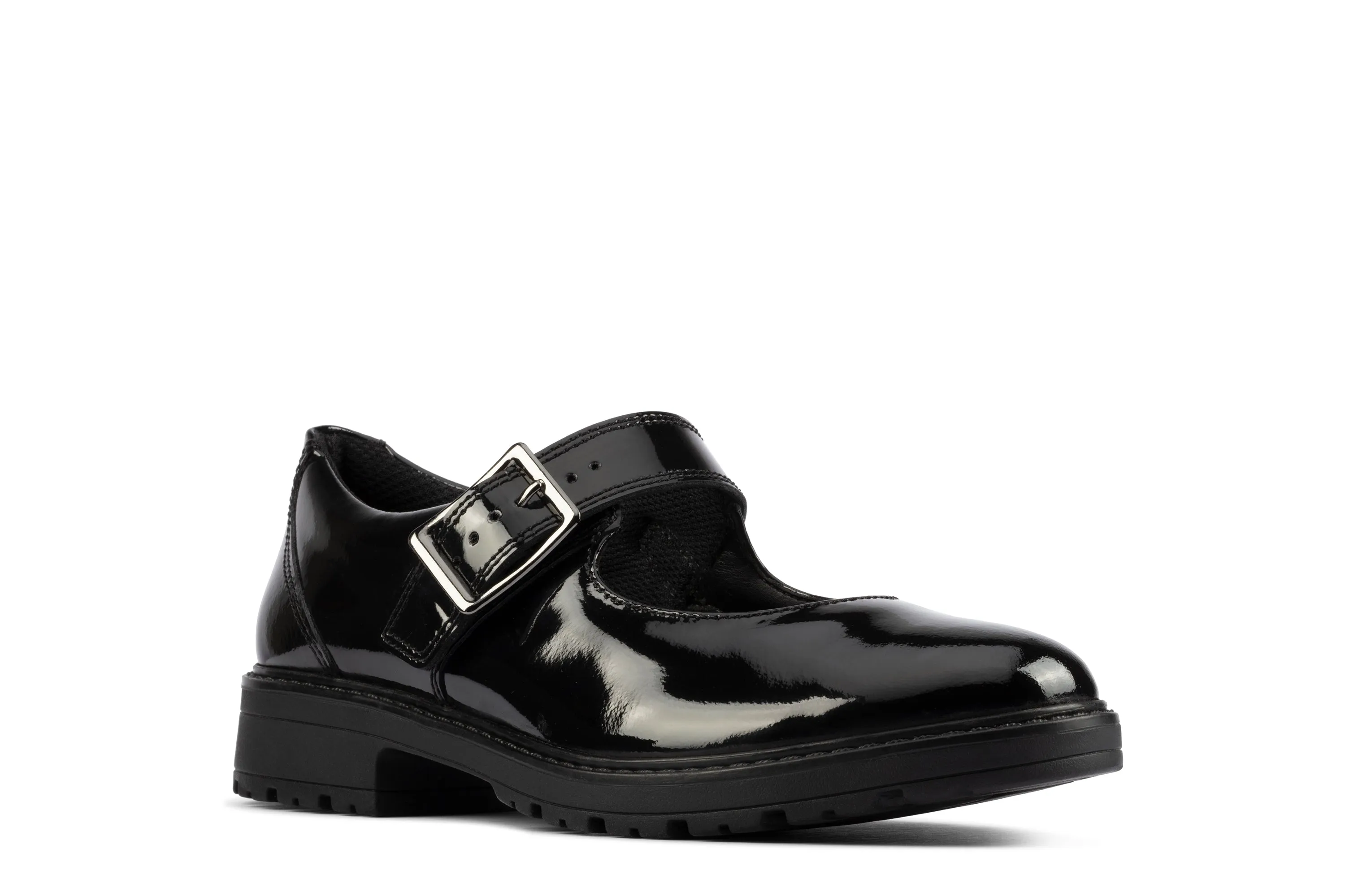 Clarks Loxham Walk Youth Black Patent