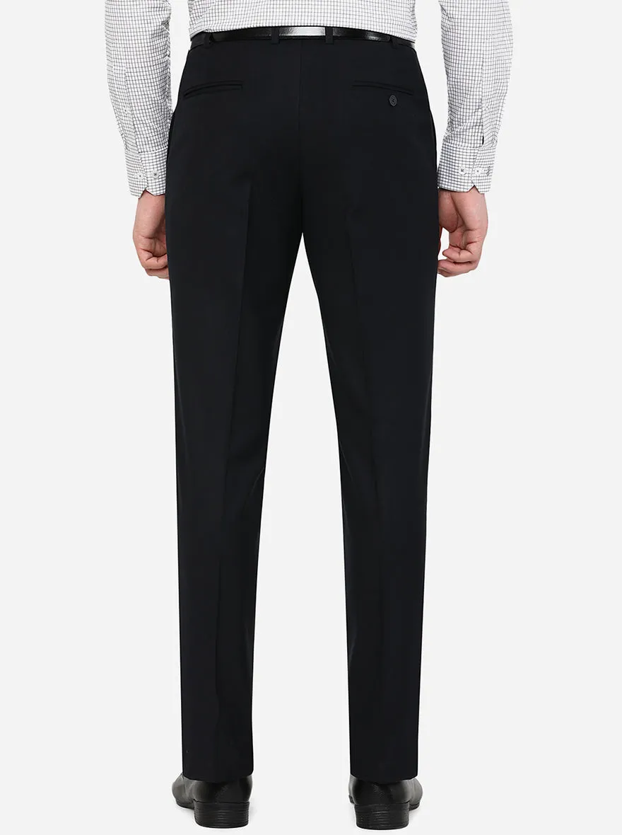 Dark Blue Solid Classic Fit Formal Trouser | JadeBlue