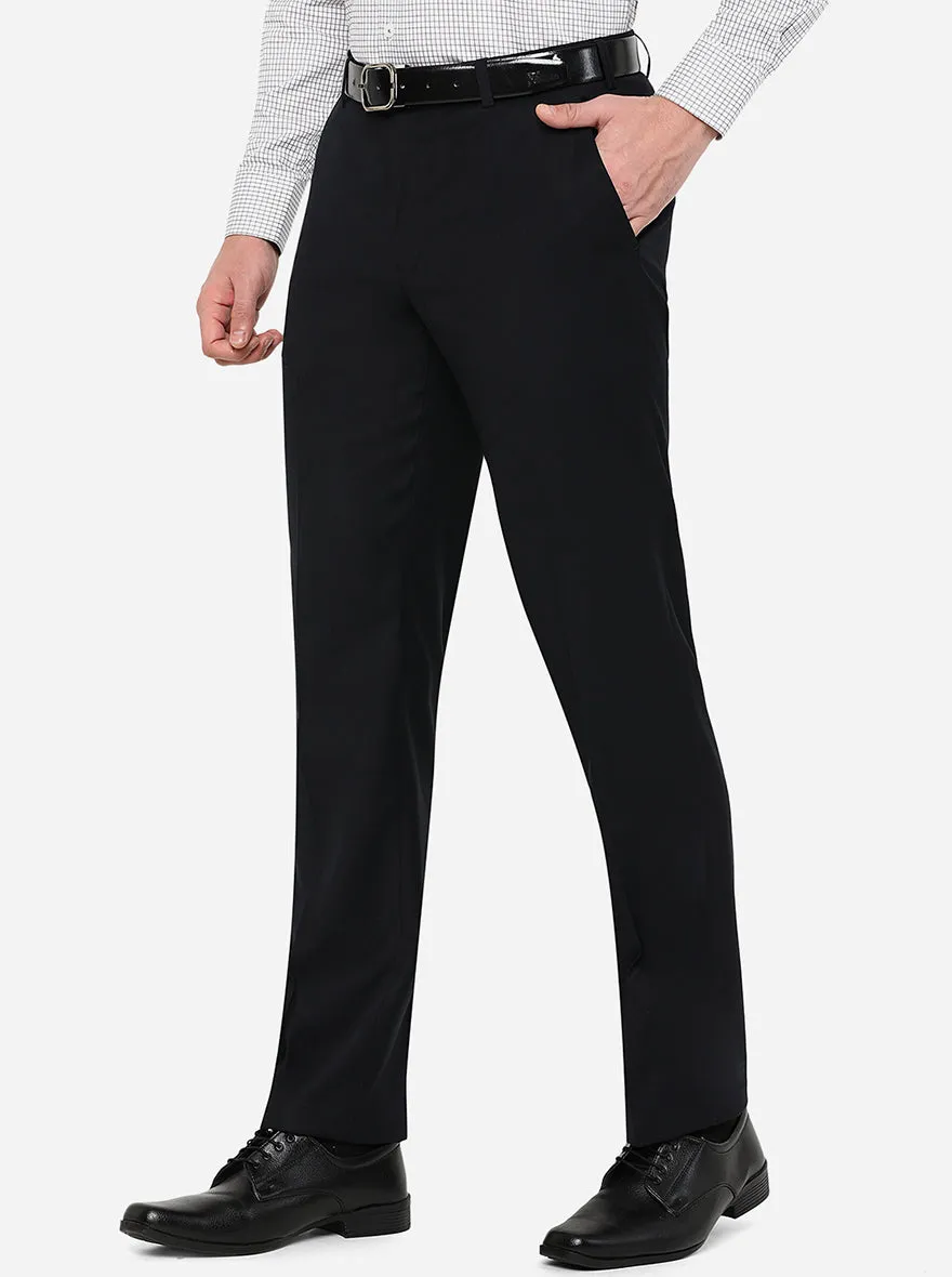 Dark Blue Solid Classic Fit Formal Trouser | JadeBlue