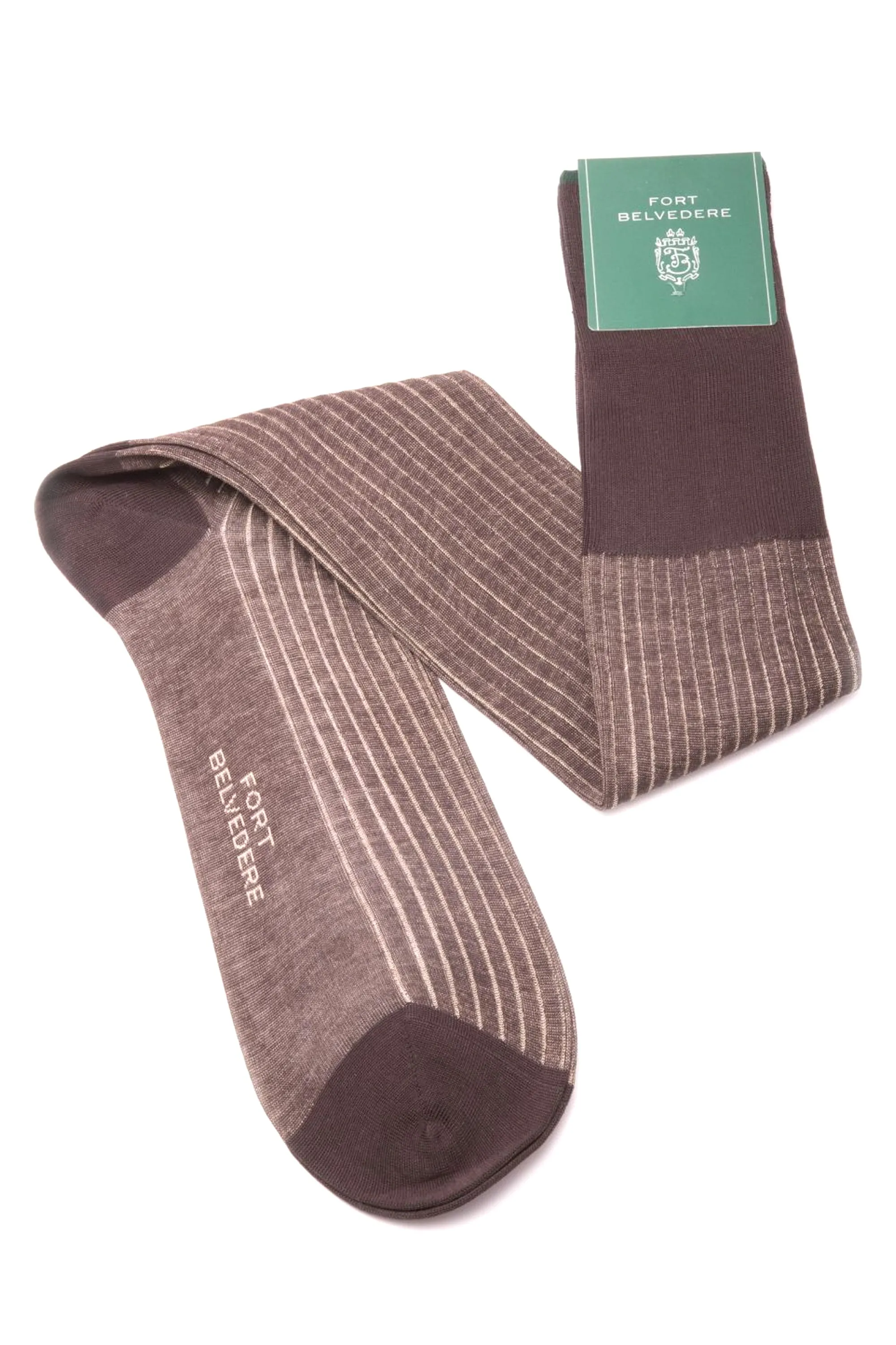 Dark Brown & Beige Shadow Stripe Cotton Socks