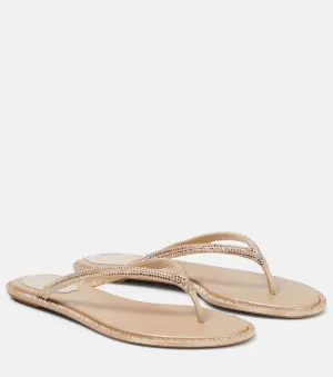 Diana sandals with satin straps and Rene Caovilla decoration, beige