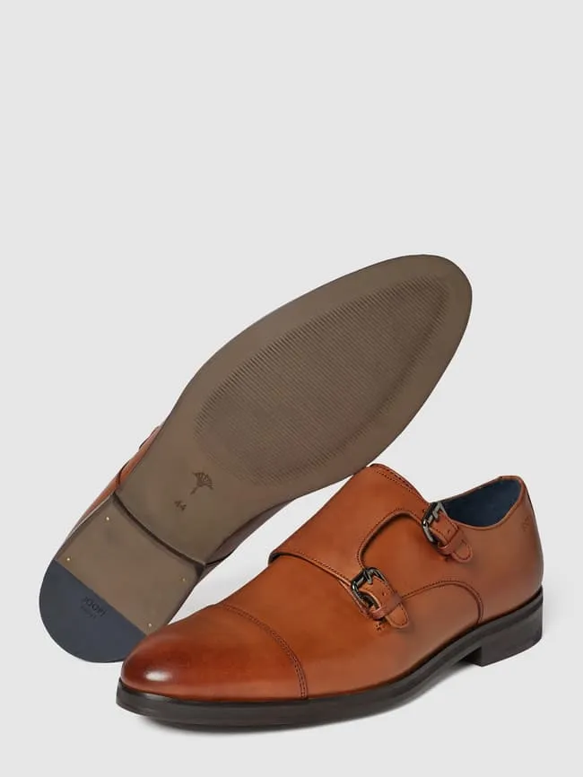 Double leather monk straps model “Kleitos” JOOP!, cognac color