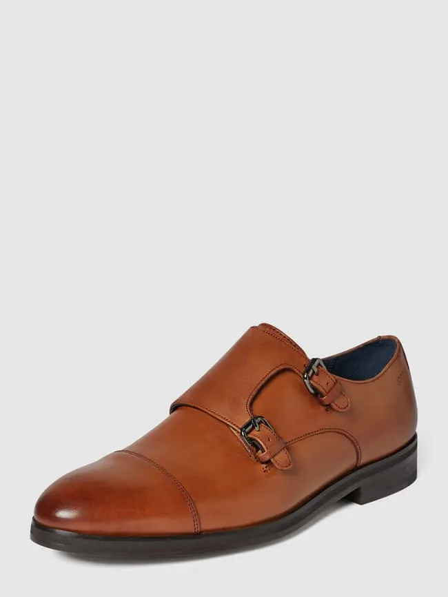 Double leather monk straps model “Kleitos” JOOP!, cognac color