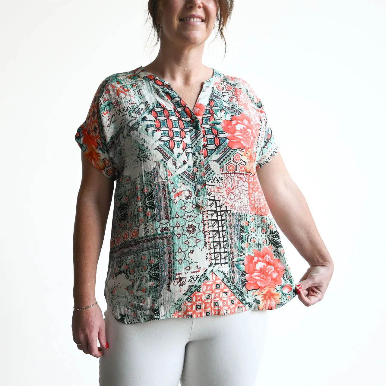 Drifter Short Sleeve Top by Orientique Australia - Ishigaki - 22974