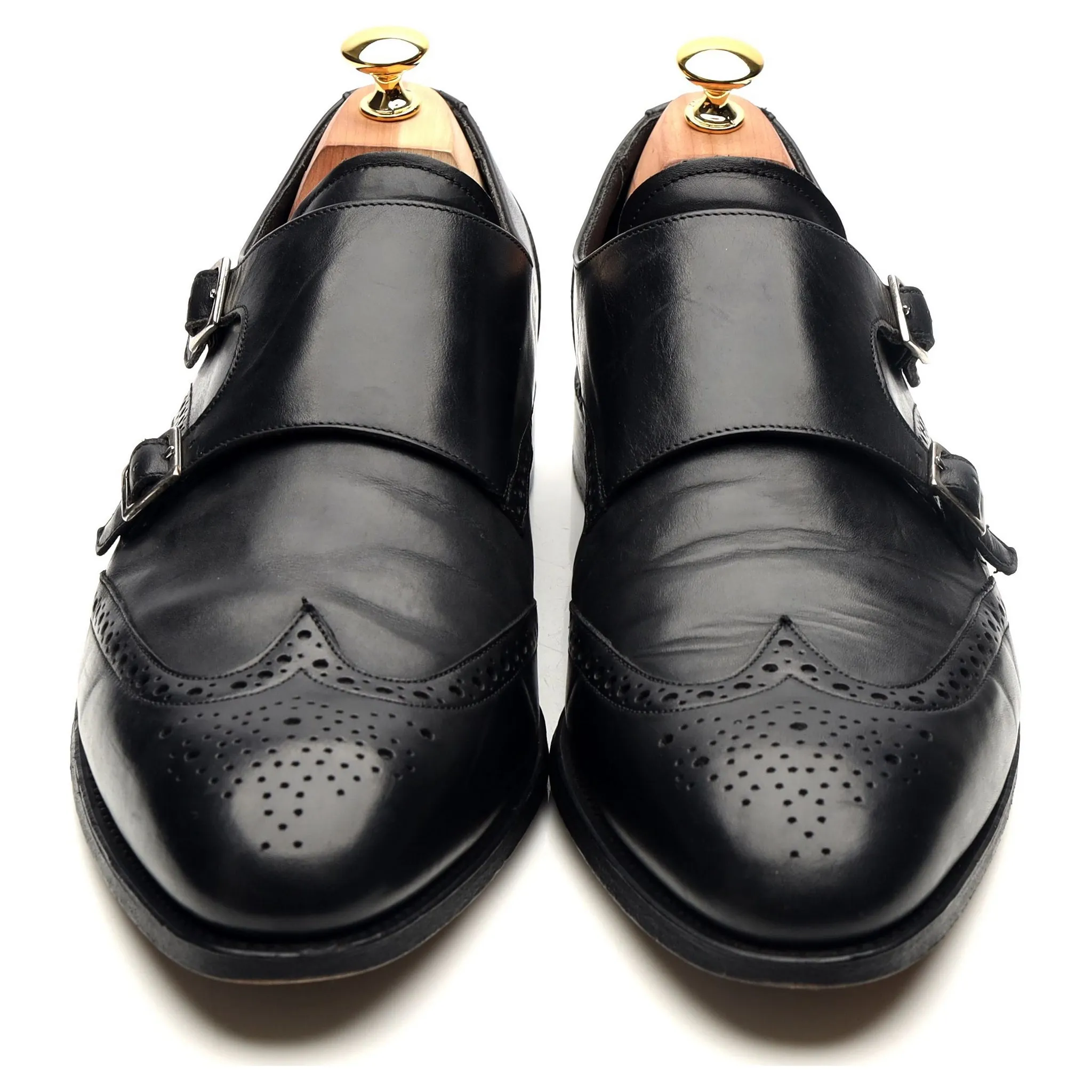 'Fleet' Black Leather Double Monk Strap UK 10.5 F