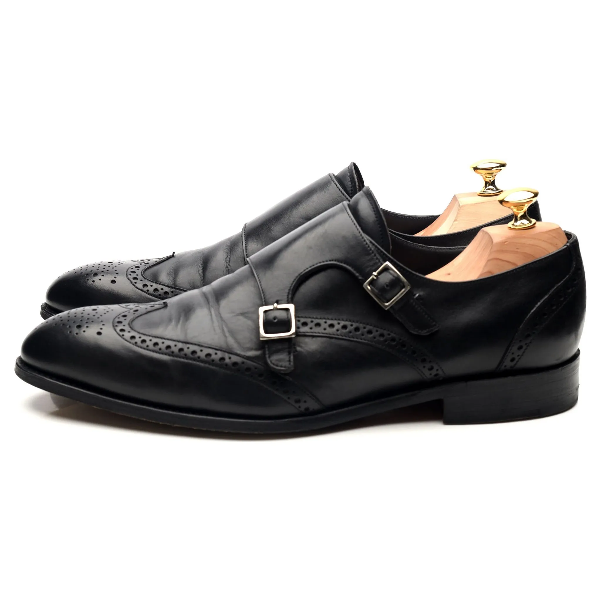 'Fleet' Black Leather Double Monk Strap UK 10.5 F