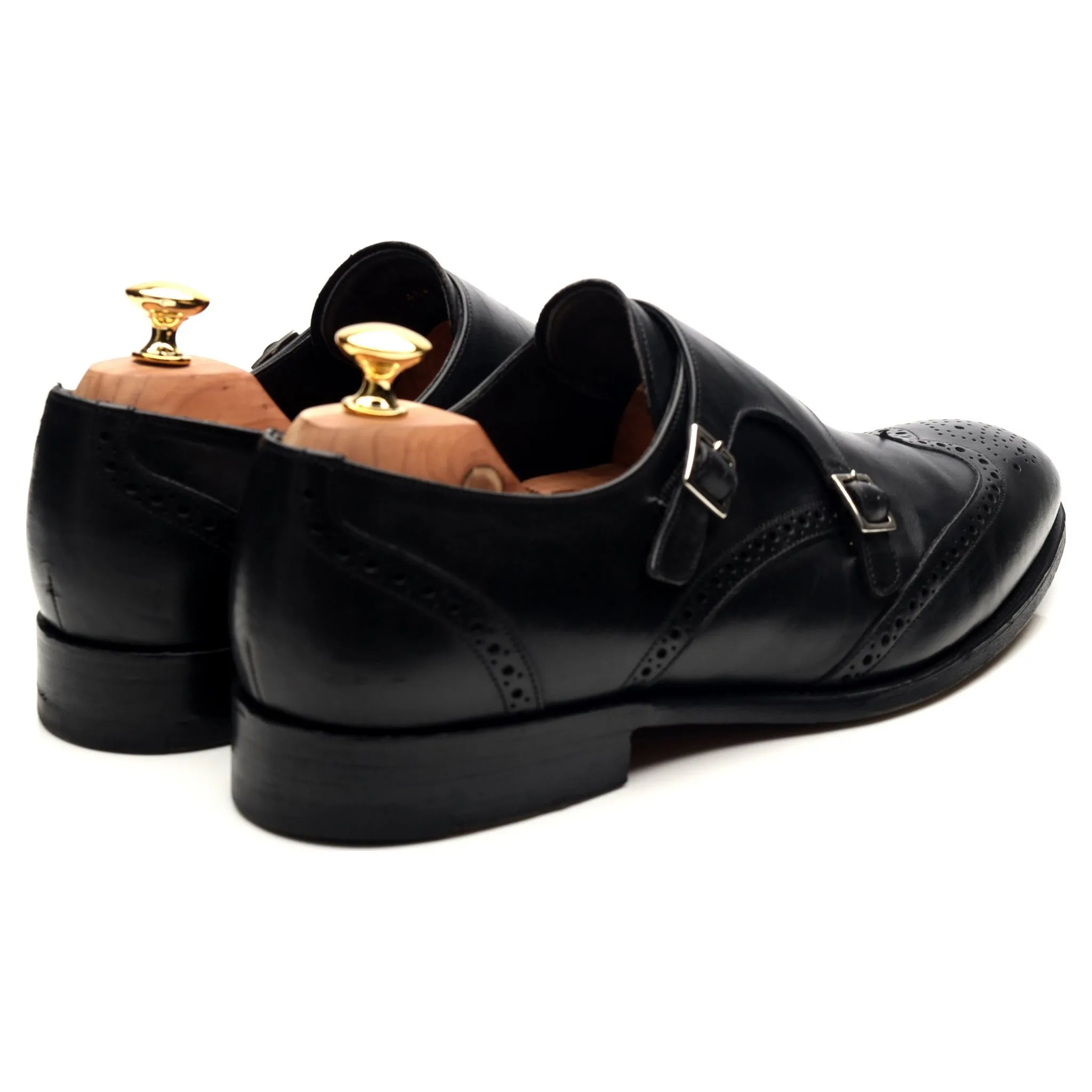 'Fleet' Black Leather Double Monk Strap UK 10.5 F