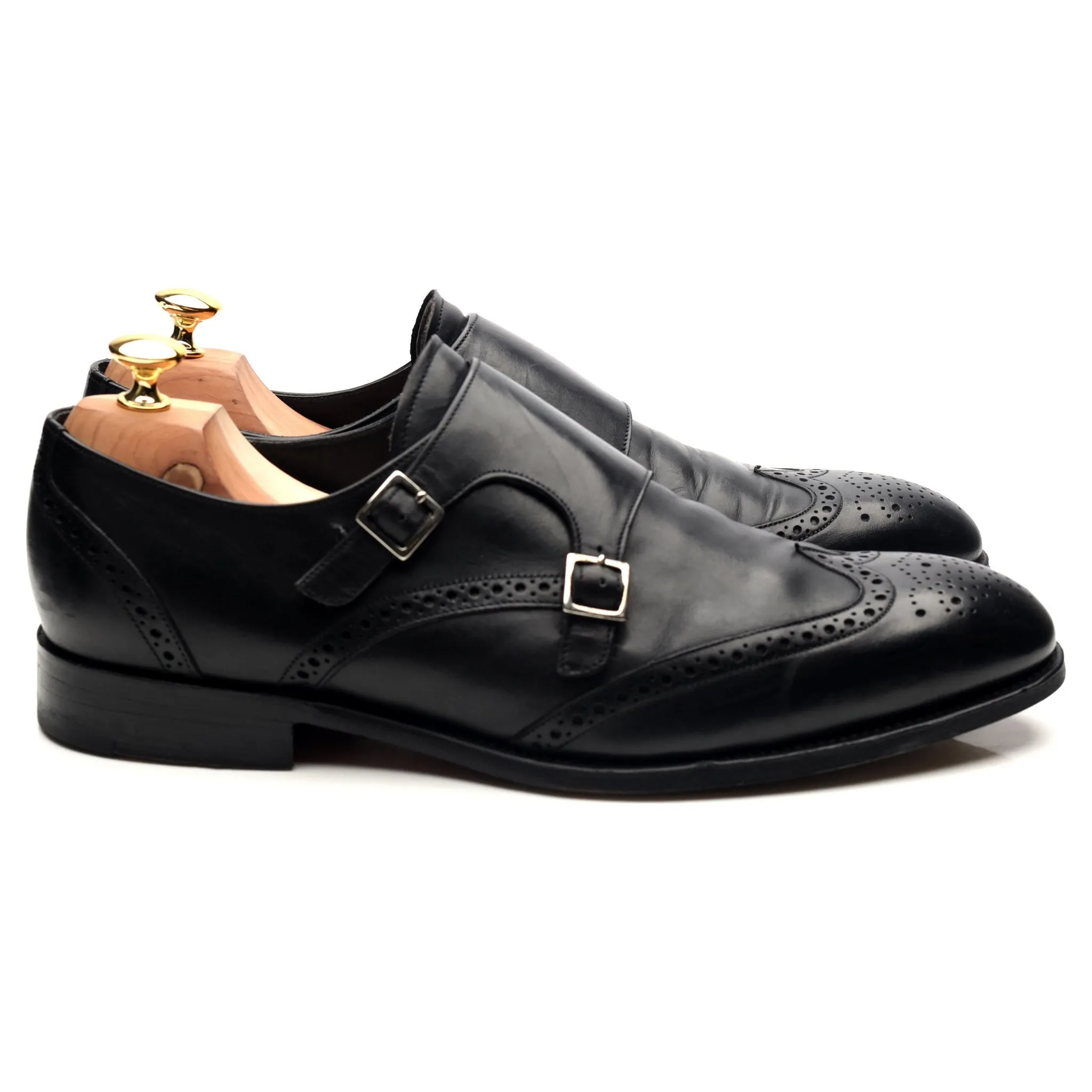 'Fleet' Black Leather Double Monk Strap UK 10.5 F