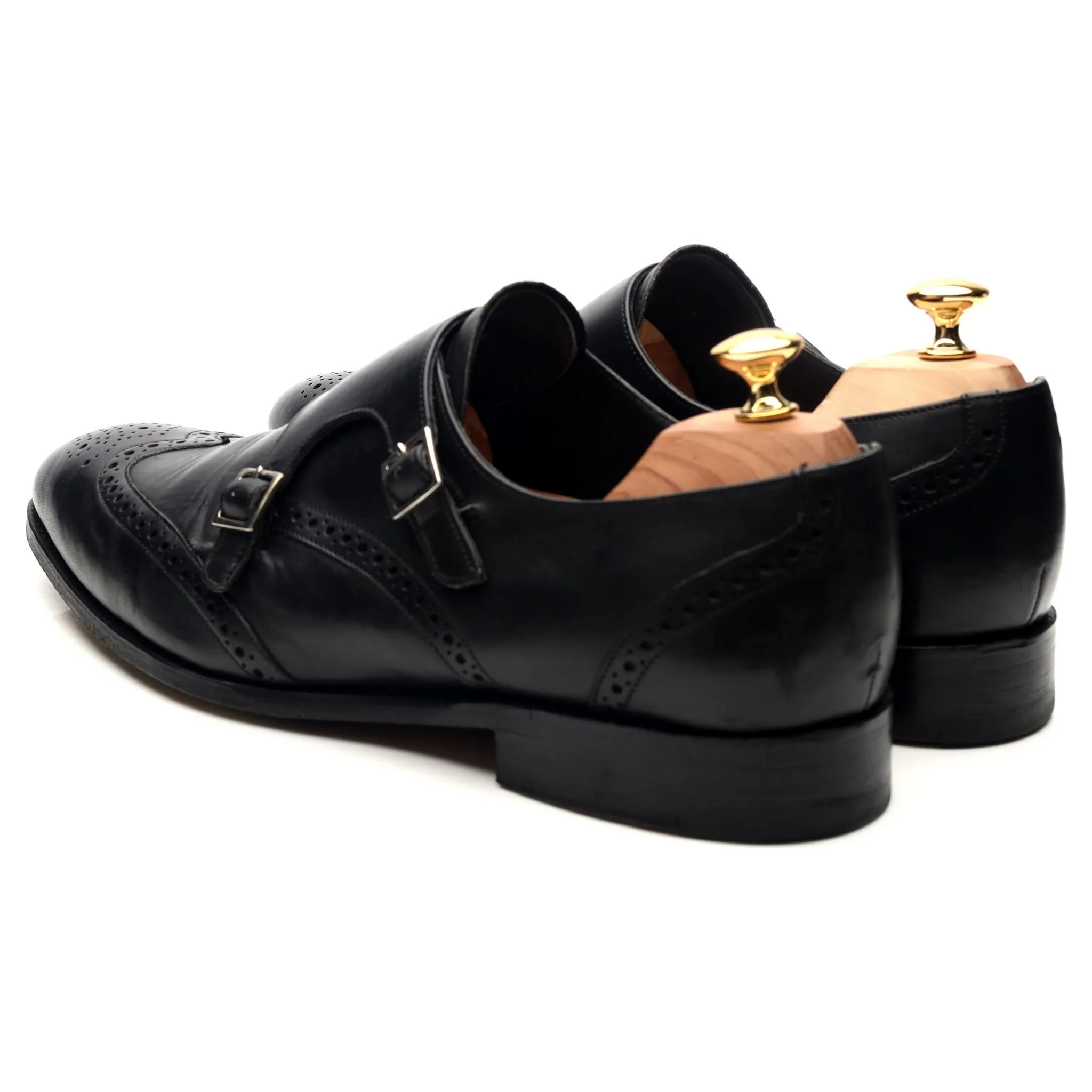 'Fleet' Black Leather Double Monk Strap UK 10.5 F