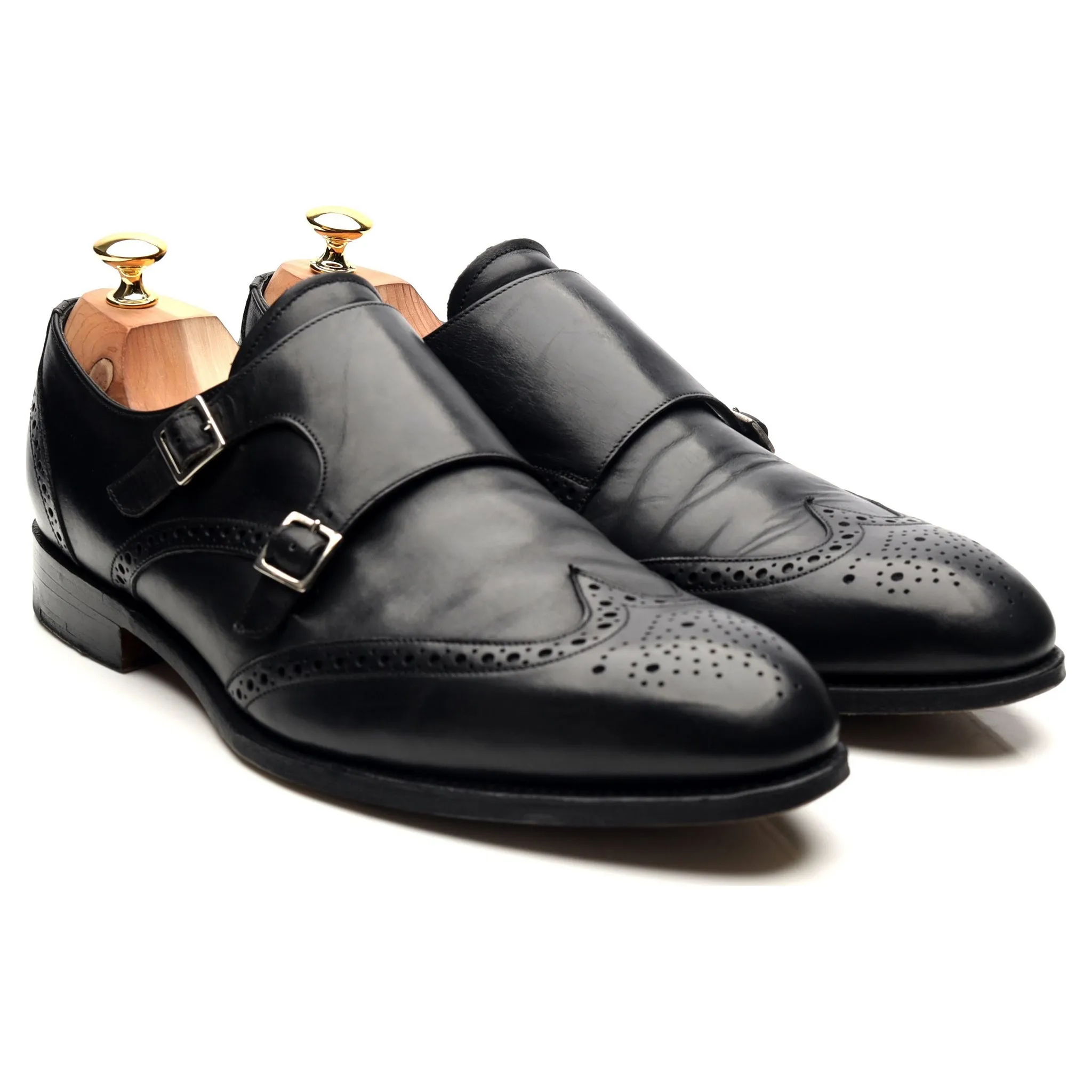 'Fleet' Black Leather Double Monk Strap UK 10.5 F