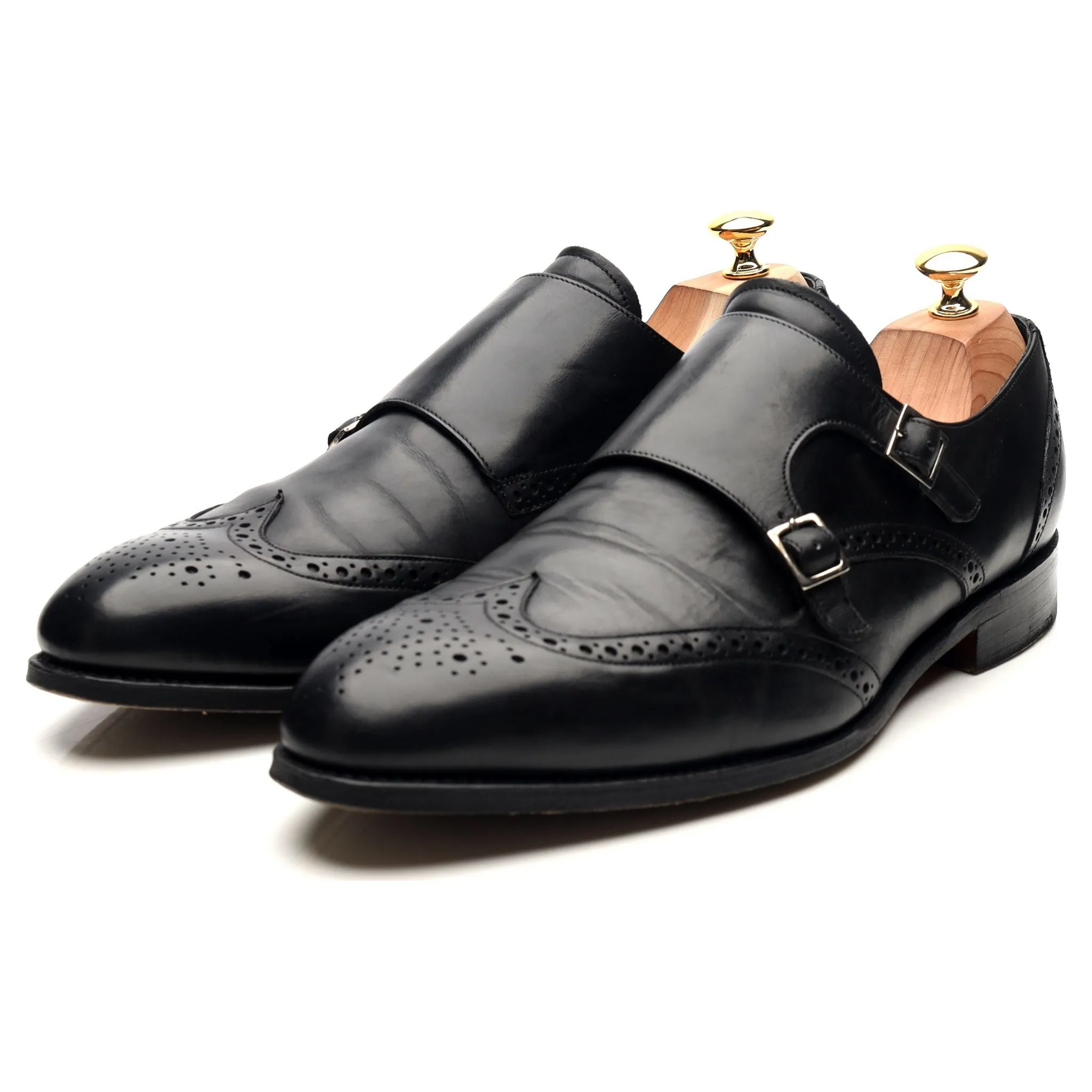 'Fleet' Black Leather Double Monk Strap UK 10.5 F