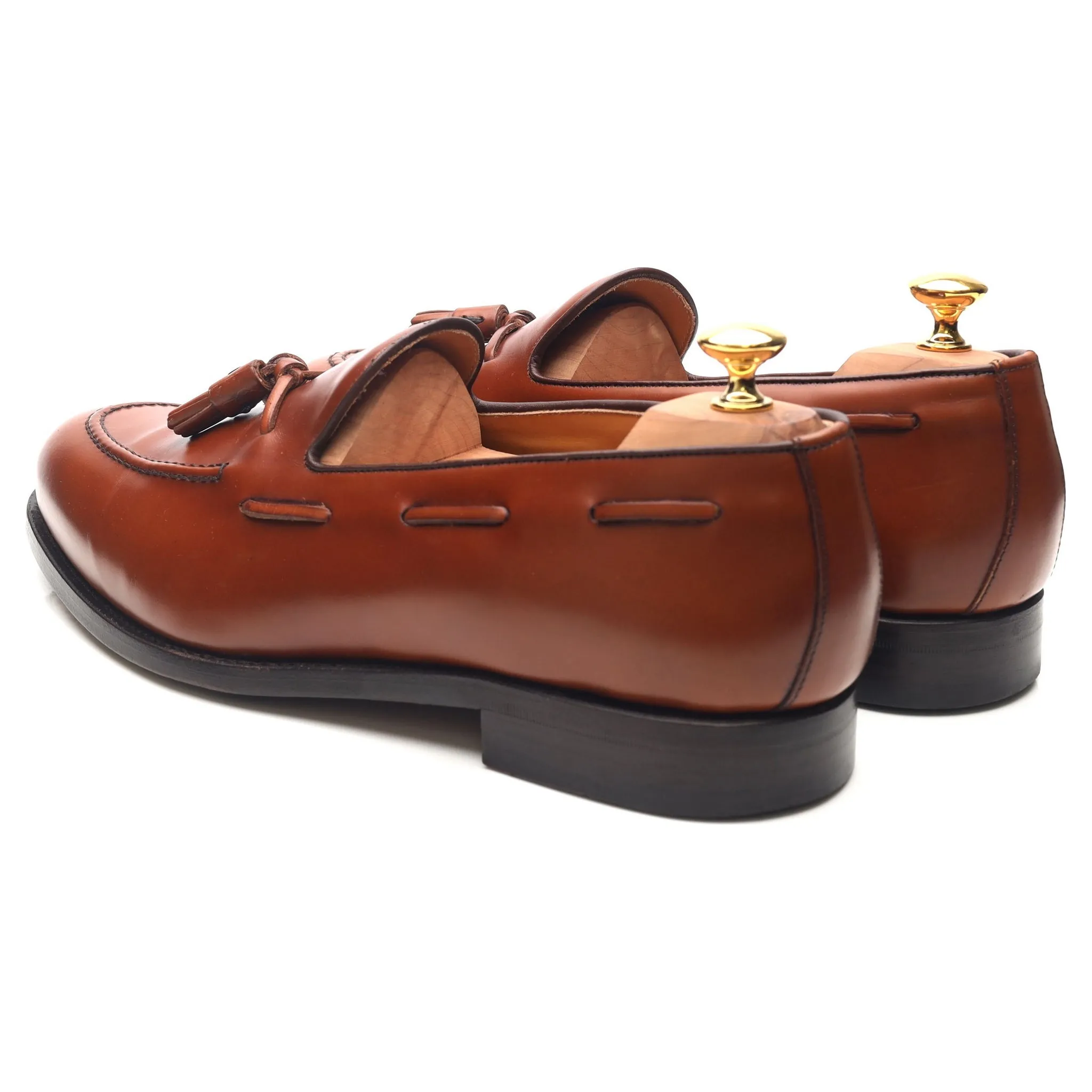 'Fletcher' Tan Brown Leather Tassel Loafers UK 12 F