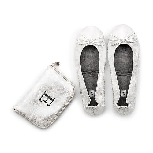 Foldable Flats Pocket Shoes - Silver Medium