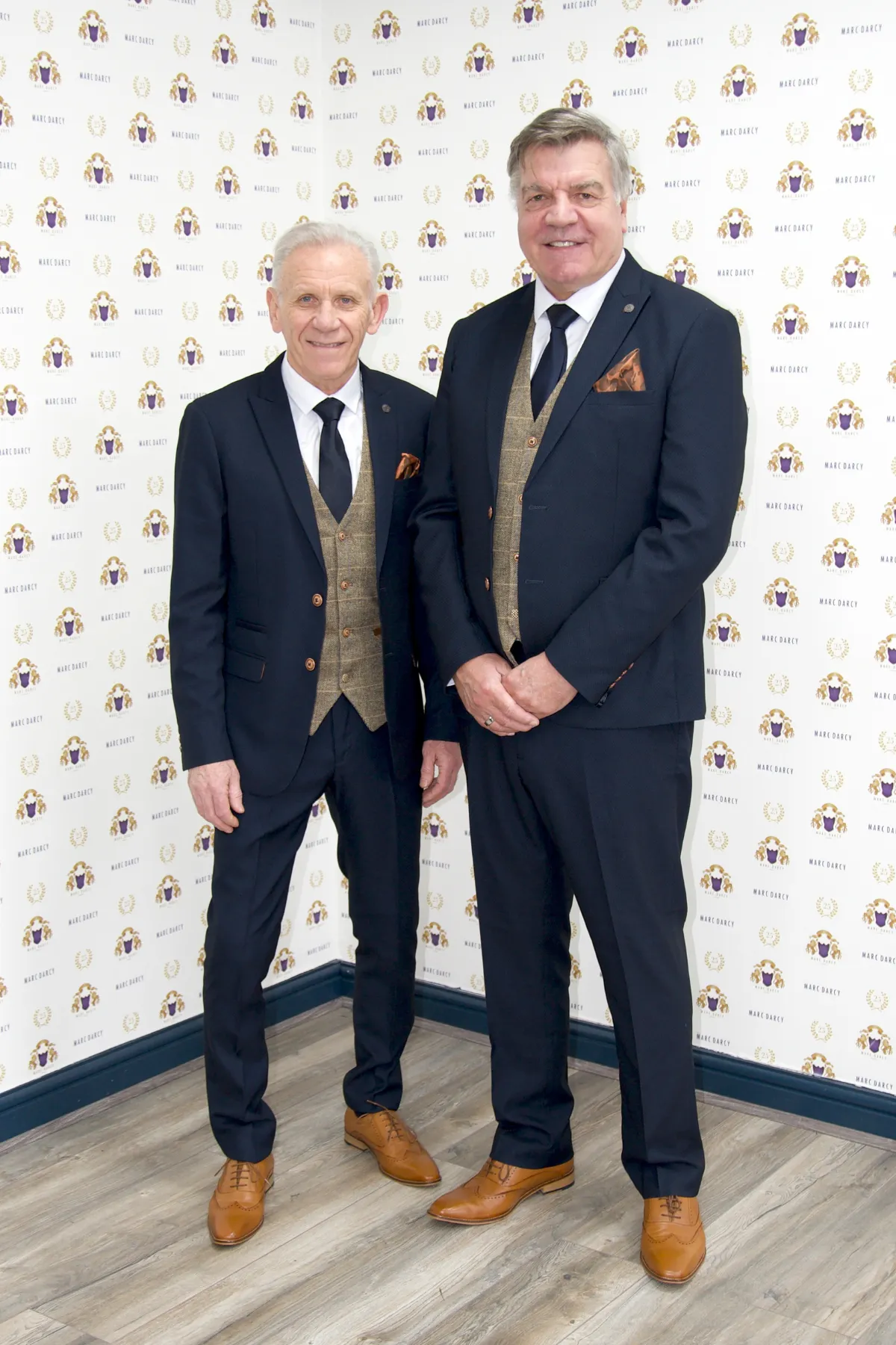 Former Everton Midfielder Peter Reid & Football Manager Sam Allardyce in Max Navy Suit With Ted Waistcoat