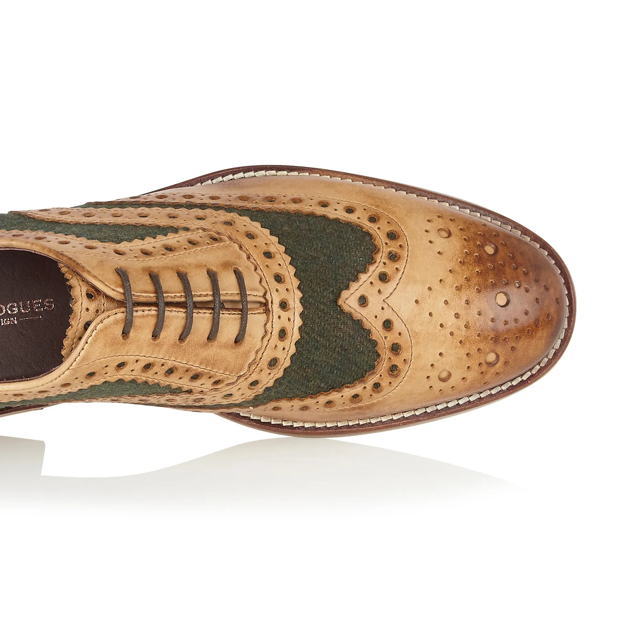 Gatsby Leather Brogue Tan / Green Tweed