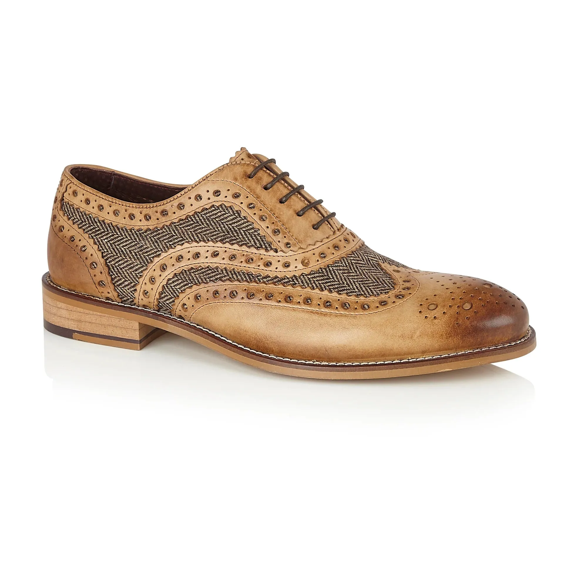 Gatsby Leather Brogue Tan / Tweed