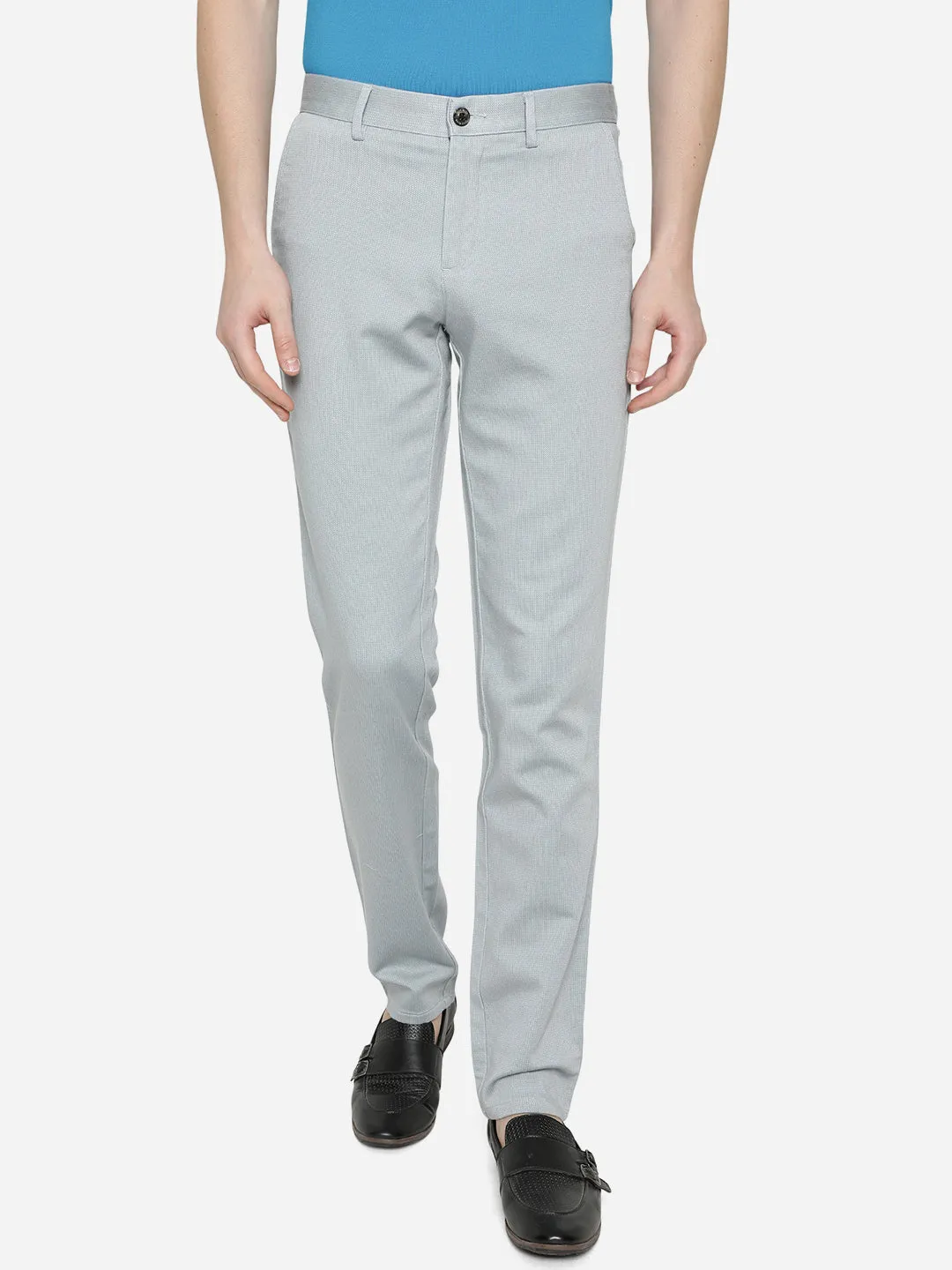 Glacier Grey Solid Uno Fit Casual Trouser | JadeBlue