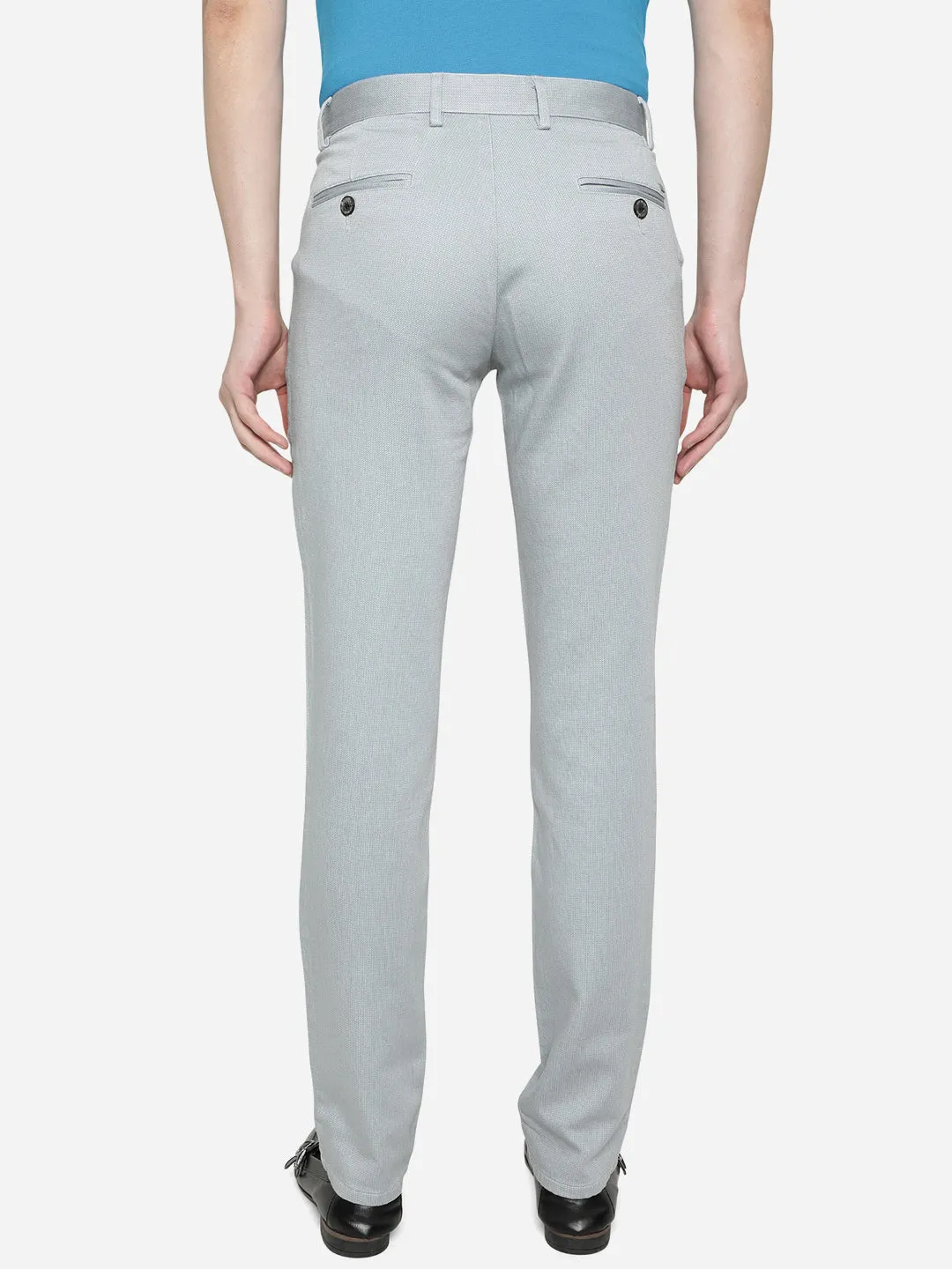 Glacier Grey Solid Uno Fit Casual Trouser | JadeBlue