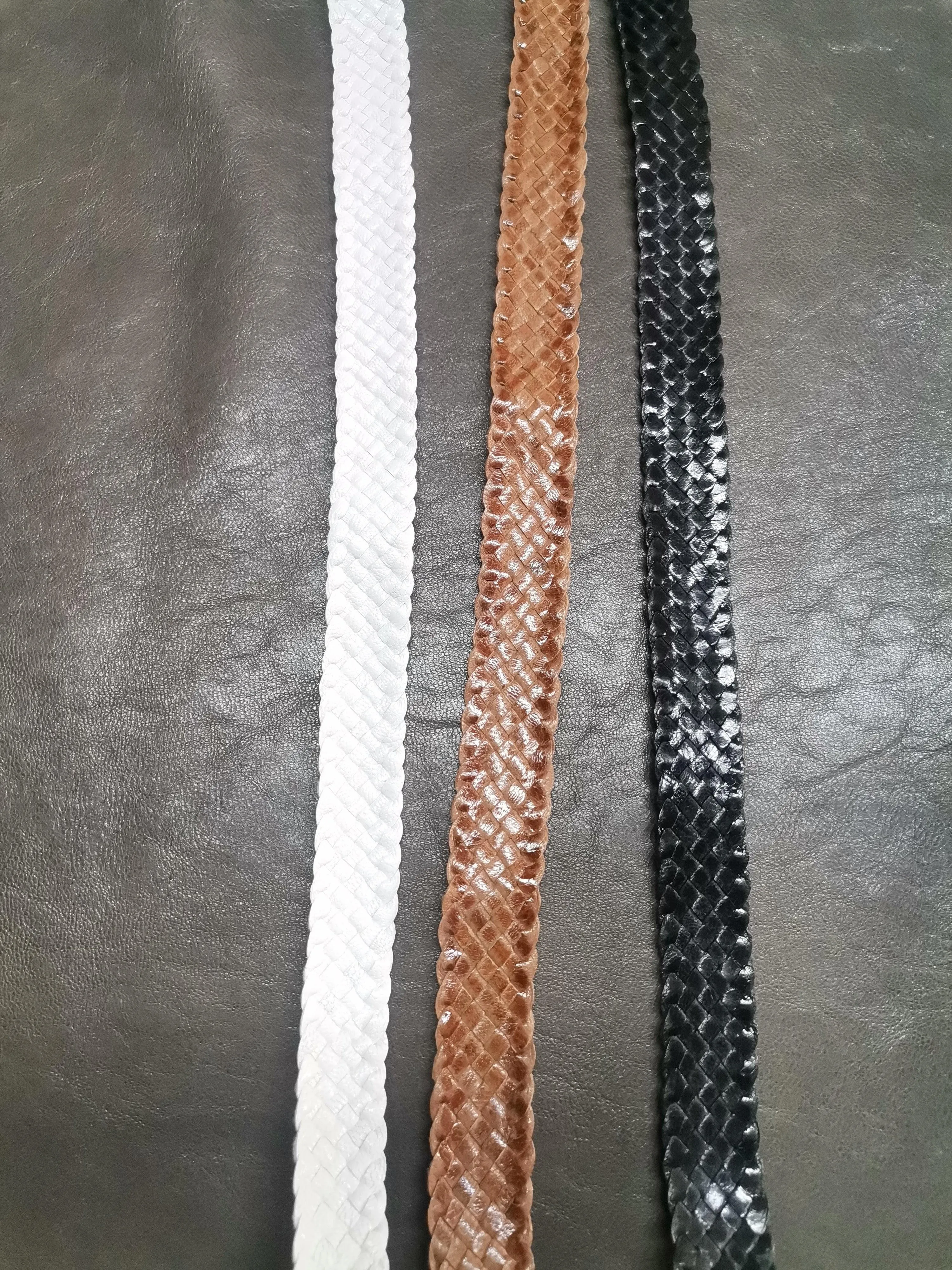 Goat full veg knitted leather straps, Braided goat veg leather straps hand crafted.