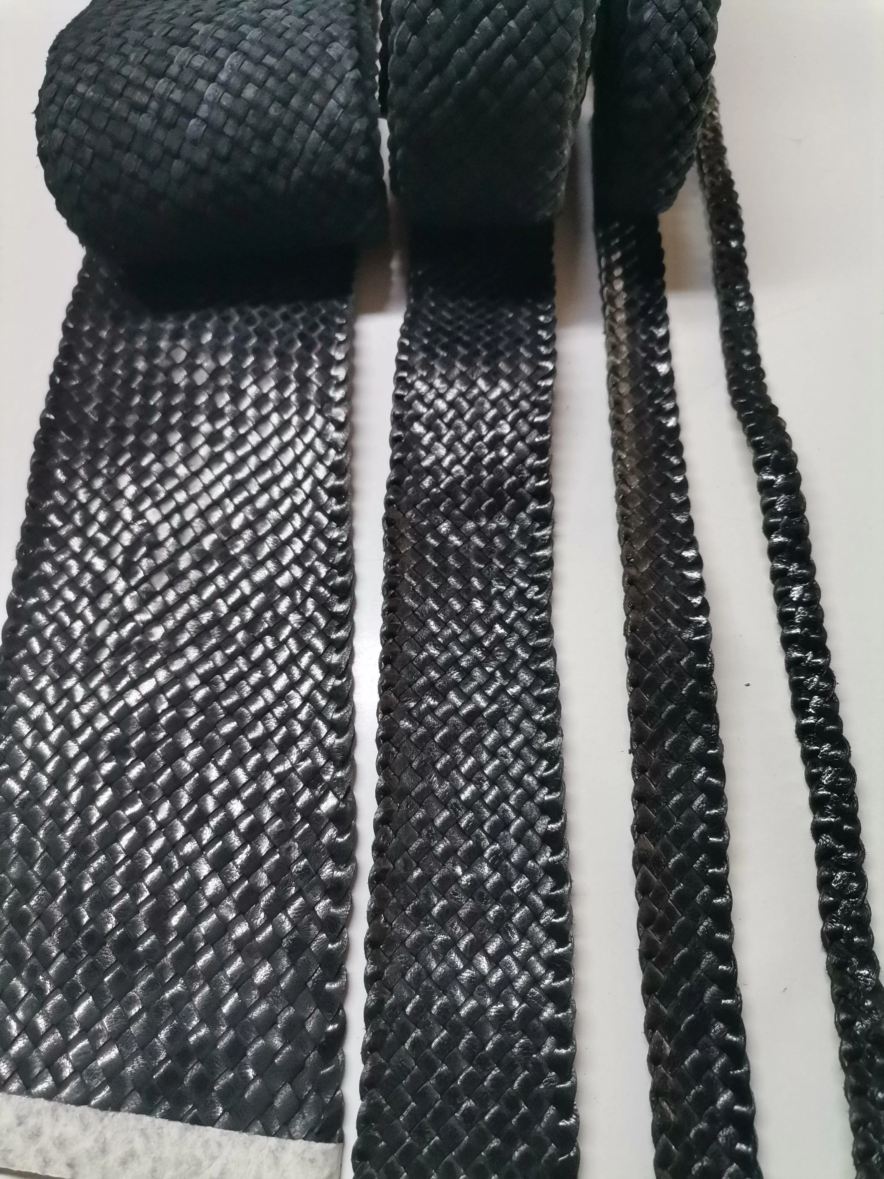 Goat full veg knitted leather straps, Braided goat veg leather straps hand crafted.