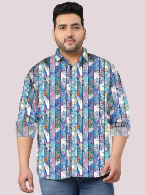 Graffiti Floral Digital Printed Full Sleeve Shirt Men's Plus Size