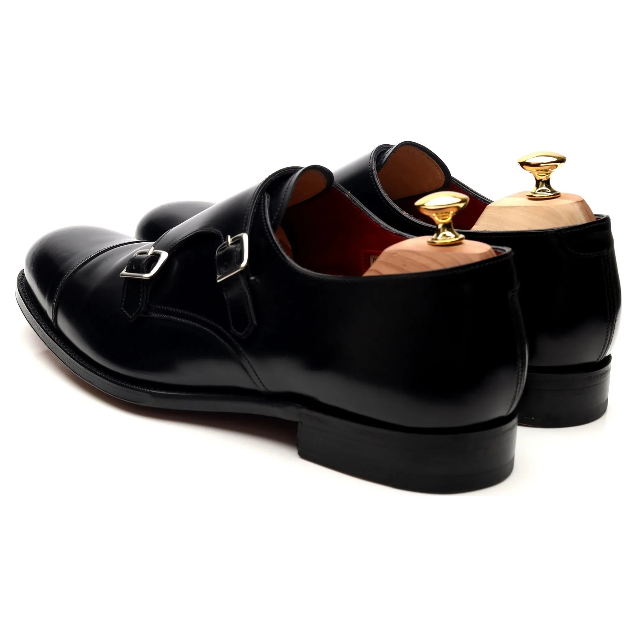 'Hanbury' Black Leather Double Monk Strap UK 11 F