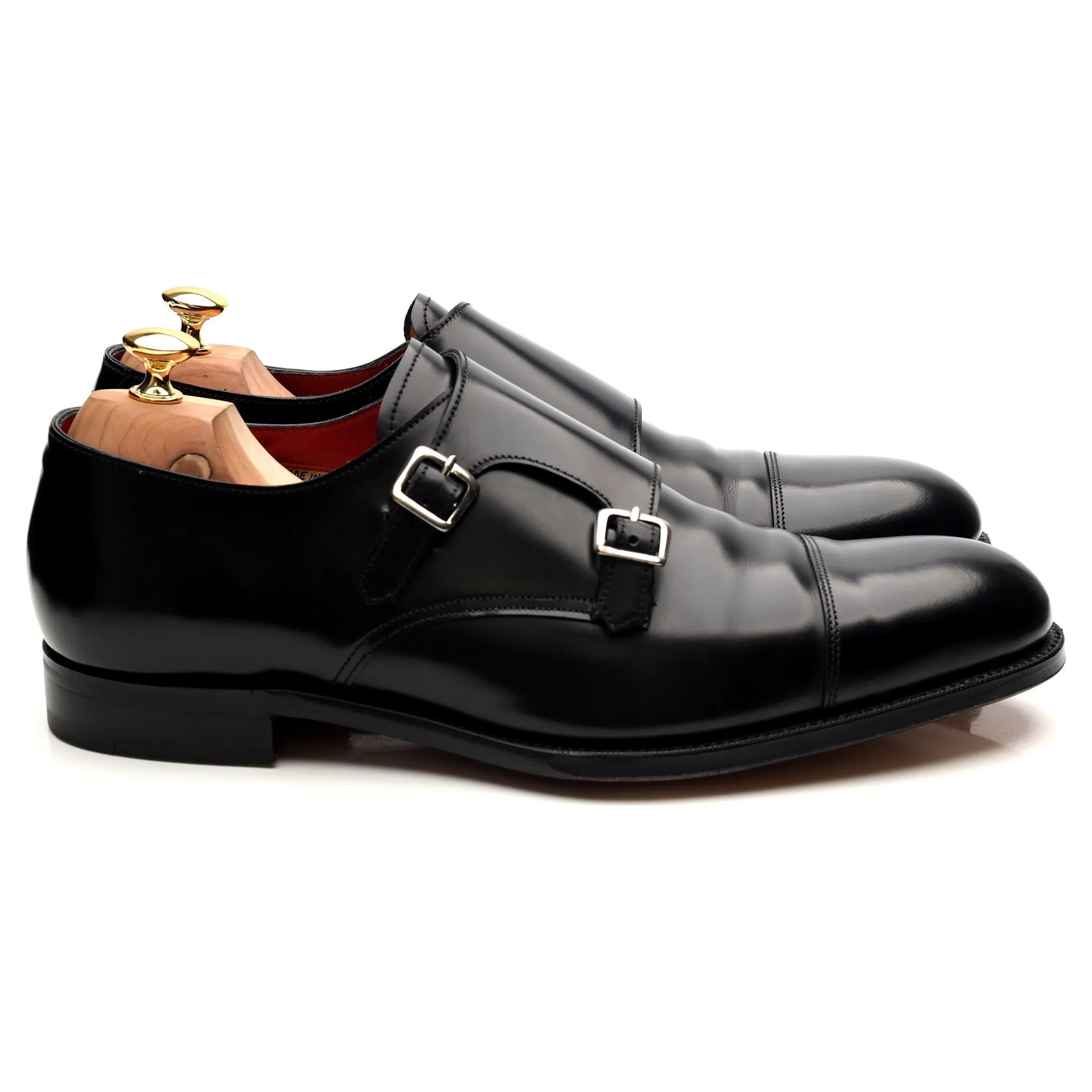 'Hanbury' Black Leather Double Monk Strap UK 11 F