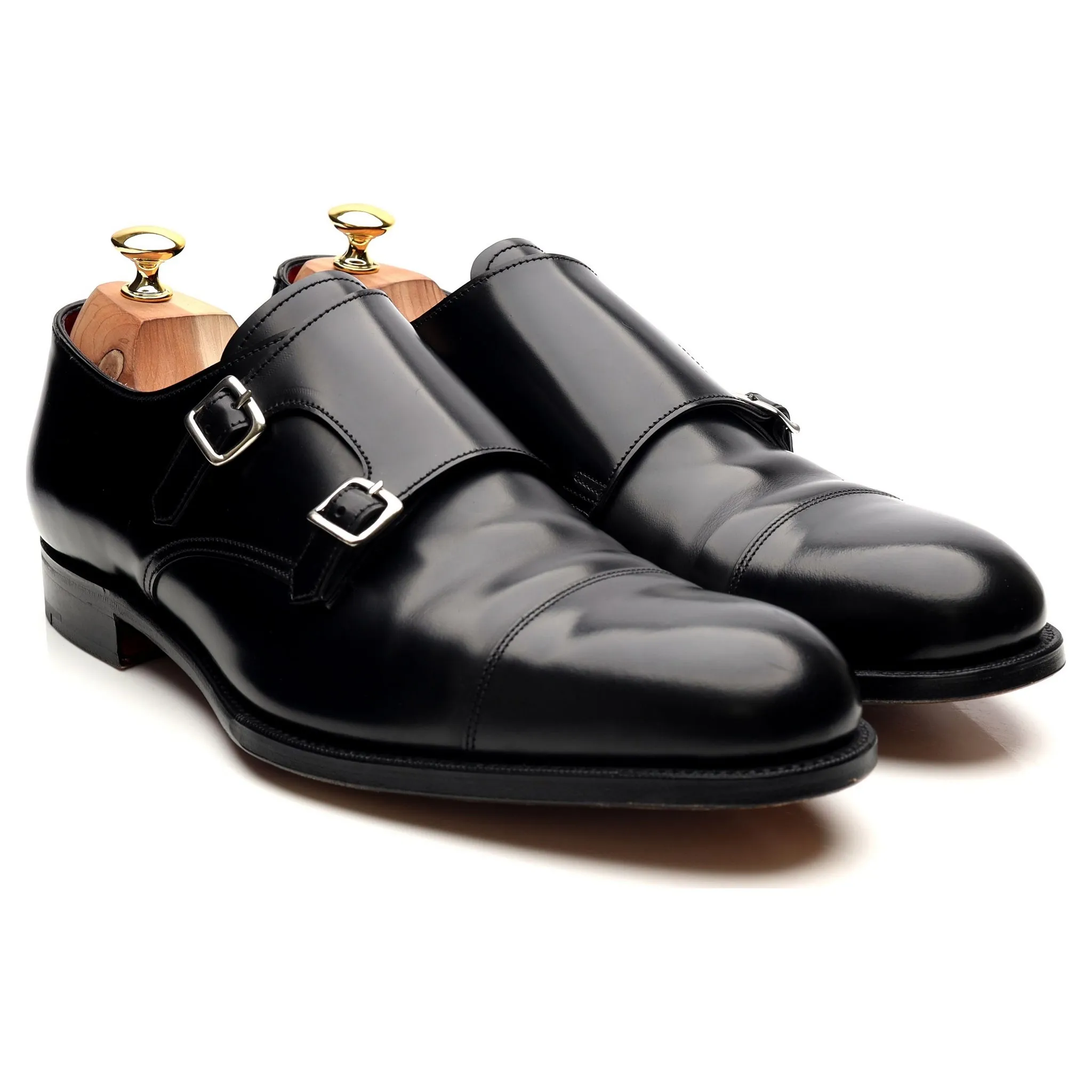 'Hanbury' Black Leather Double Monk Strap UK 11 F