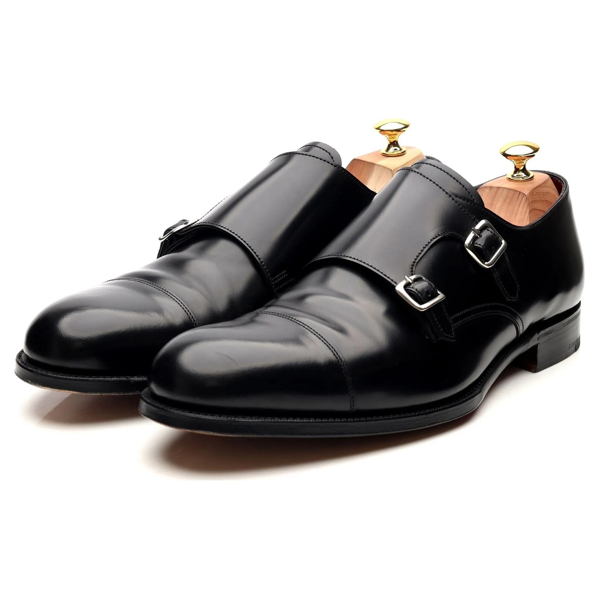 'Hanbury' Black Leather Double Monk Strap UK 11 F