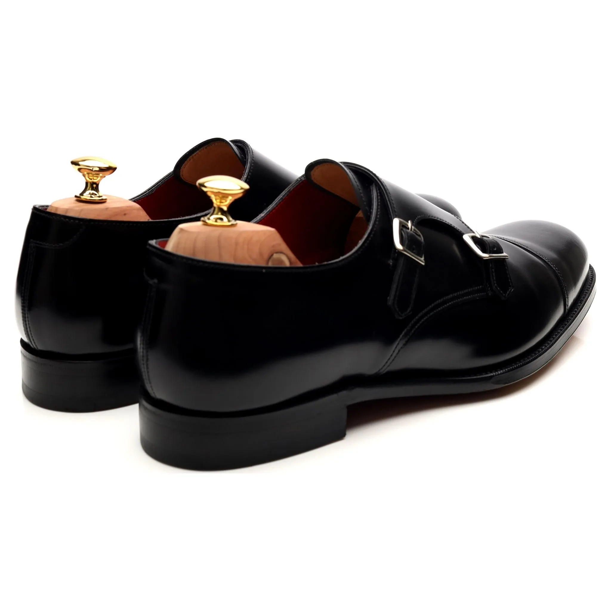 'Hanbury' Black Leather Double Monk Strap UK 11 F