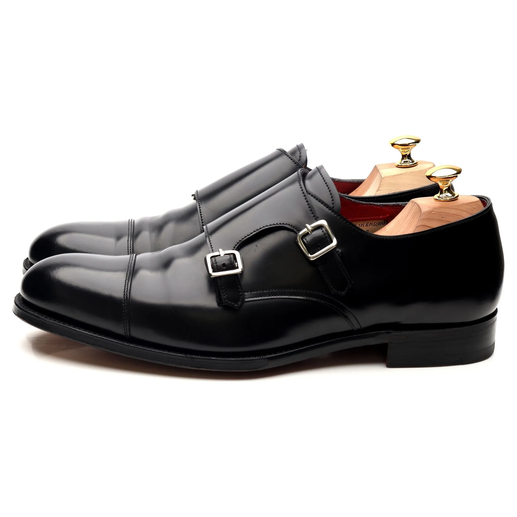 'Hanbury' Black Leather Double Monk Strap UK 11 F