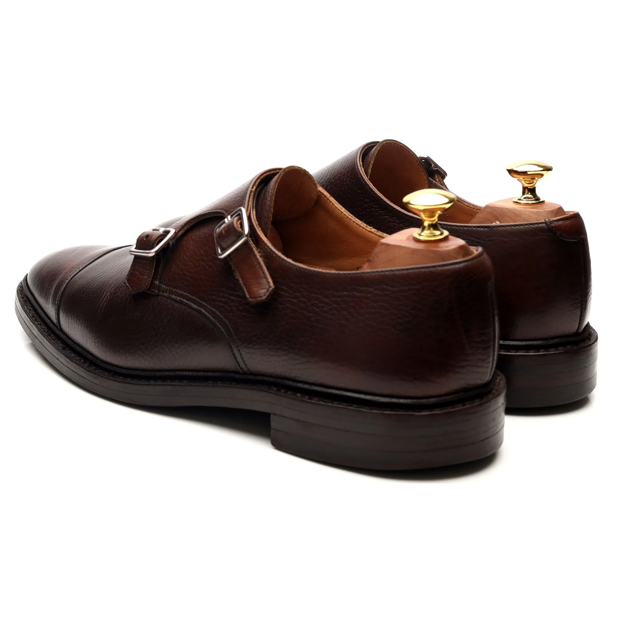 'Harrogate' Dark Brown Leather Double Monk Straps UK 9 E