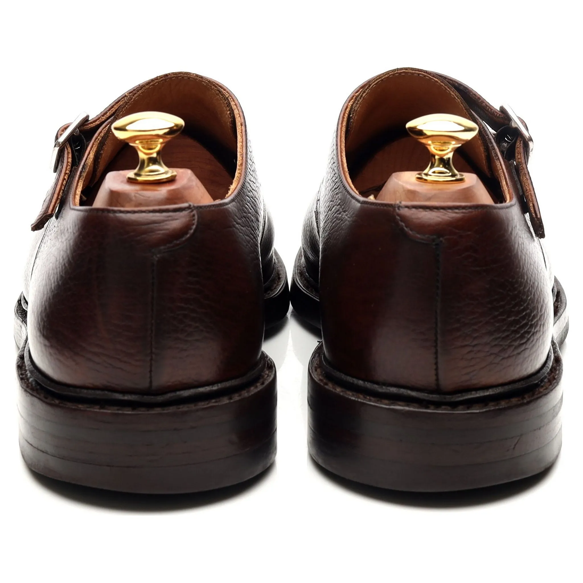 'Harrogate' Dark Brown Leather Double Monk Straps UK 9 E