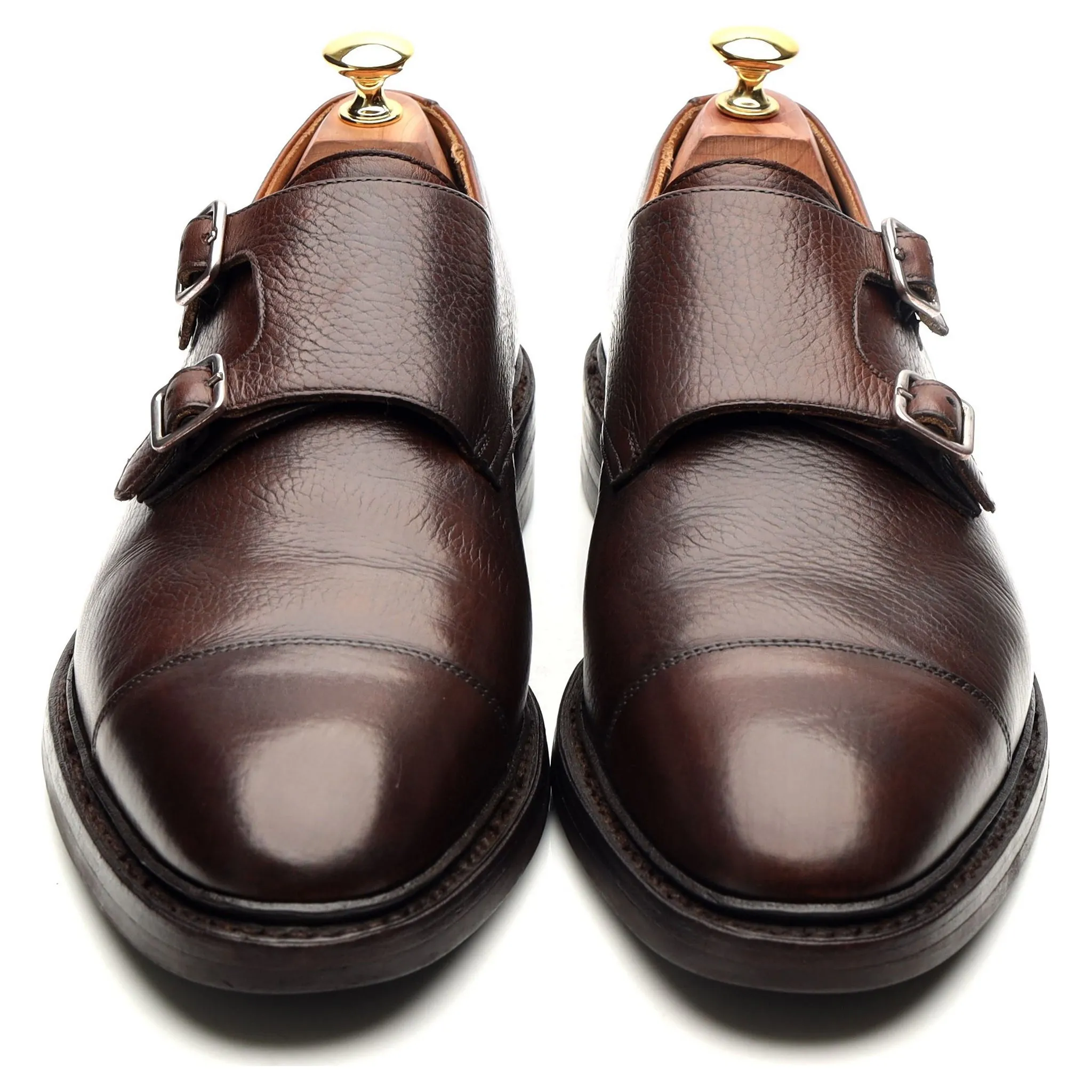 'Harrogate' Dark Brown Leather Double Monk Straps UK 9 E