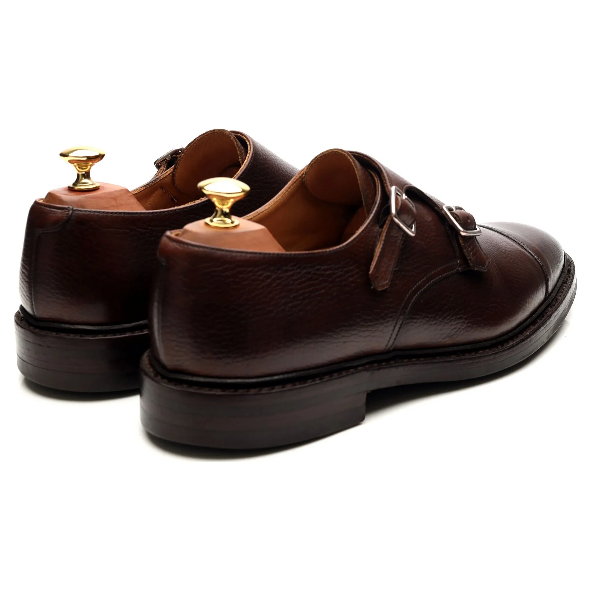 'Harrogate' Dark Brown Leather Double Monk Straps UK 9 E