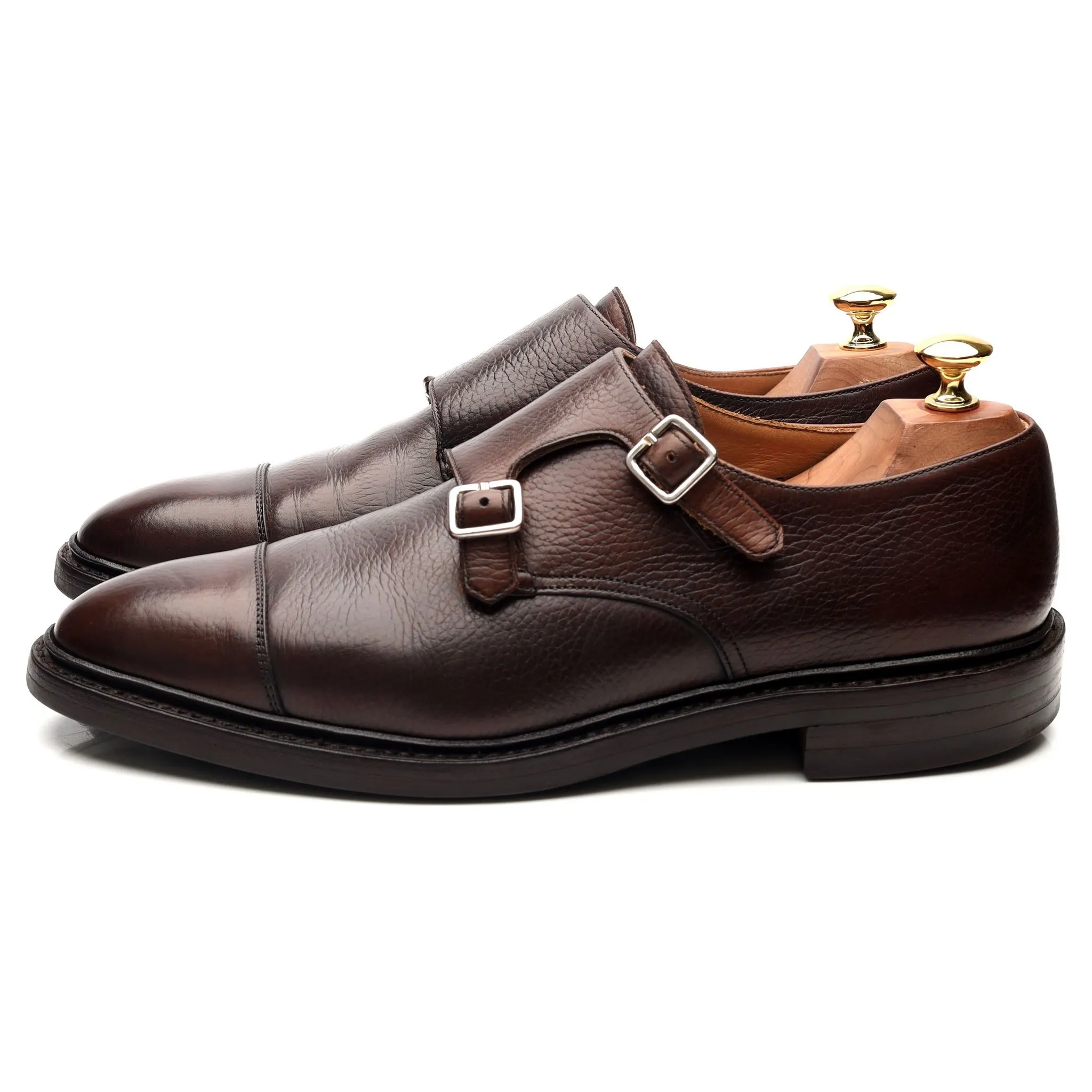 'Harrogate' Dark Brown Leather Double Monk Straps UK 9 E