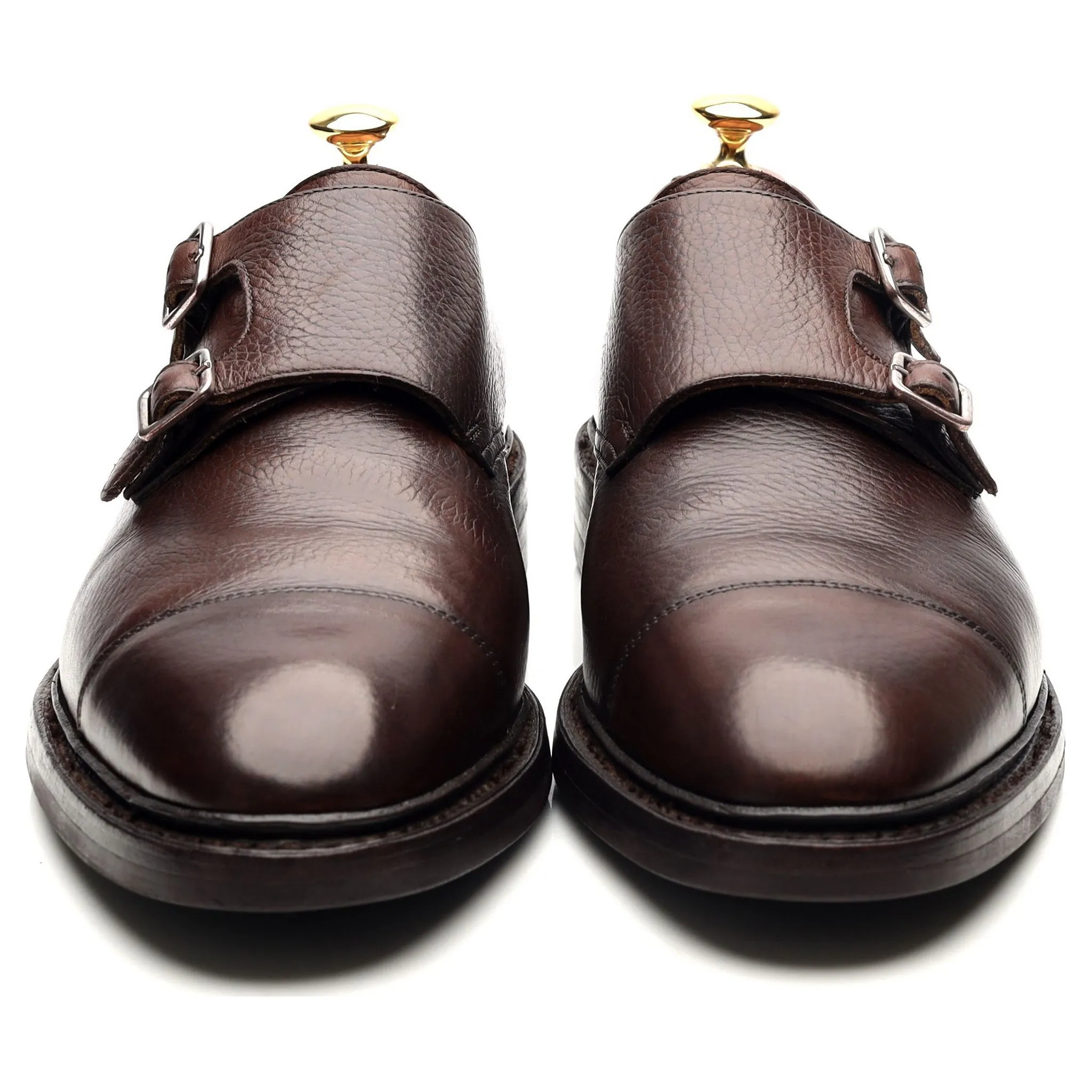 'Harrogate' Dark Brown Leather Double Monk Straps UK 9 E