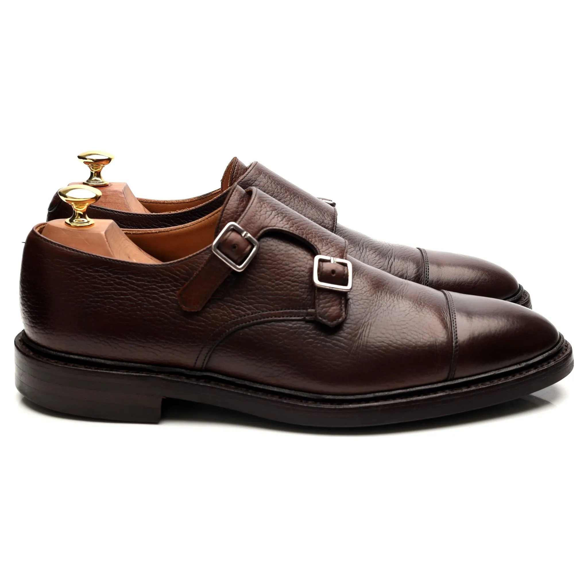 'Harrogate' Dark Brown Leather Double Monk Straps UK 9 E